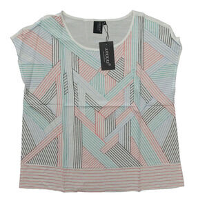 Sakkas Blouse Embroidered Cap Sleeve Shirt White Lightweight Cotton XL